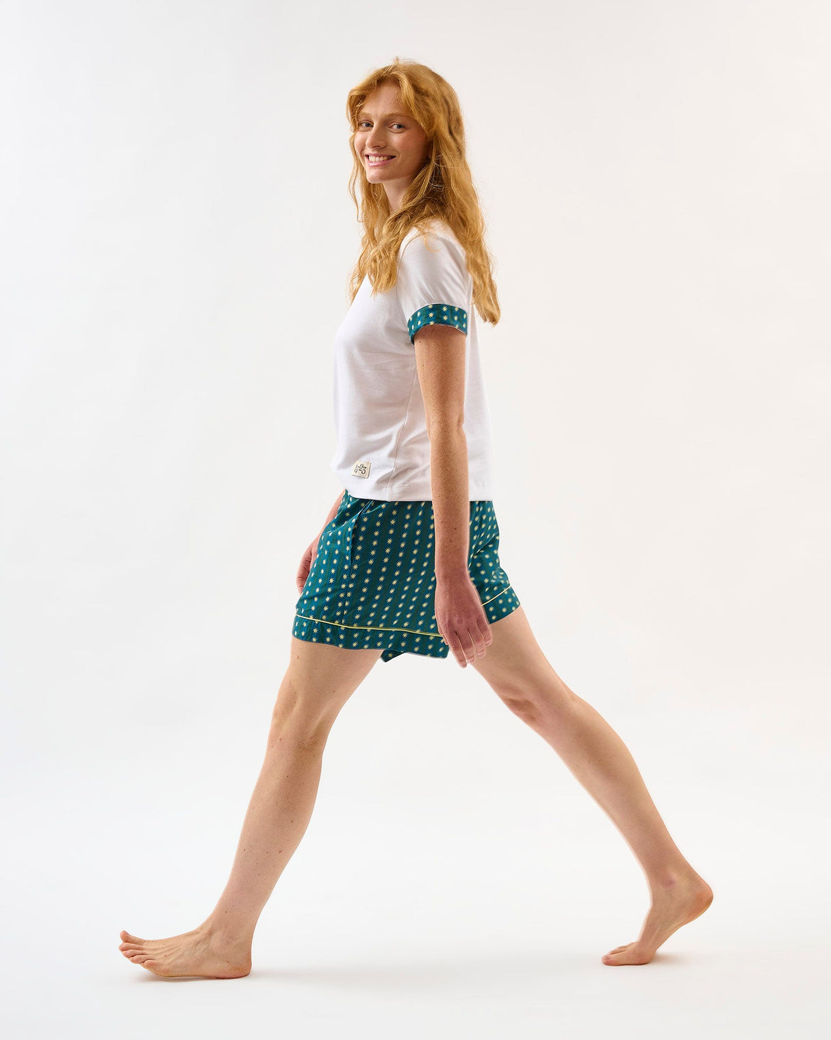 Teal Stripes & Stars Cotton Shorts