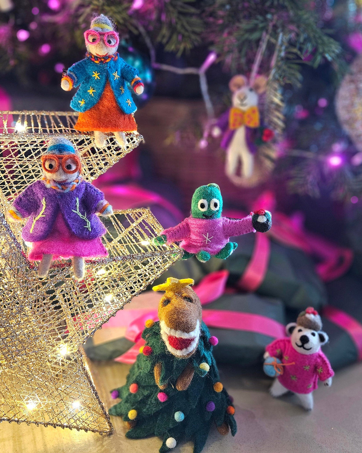 Handmade Felt Tree-Rex Christmas Tree Topper
