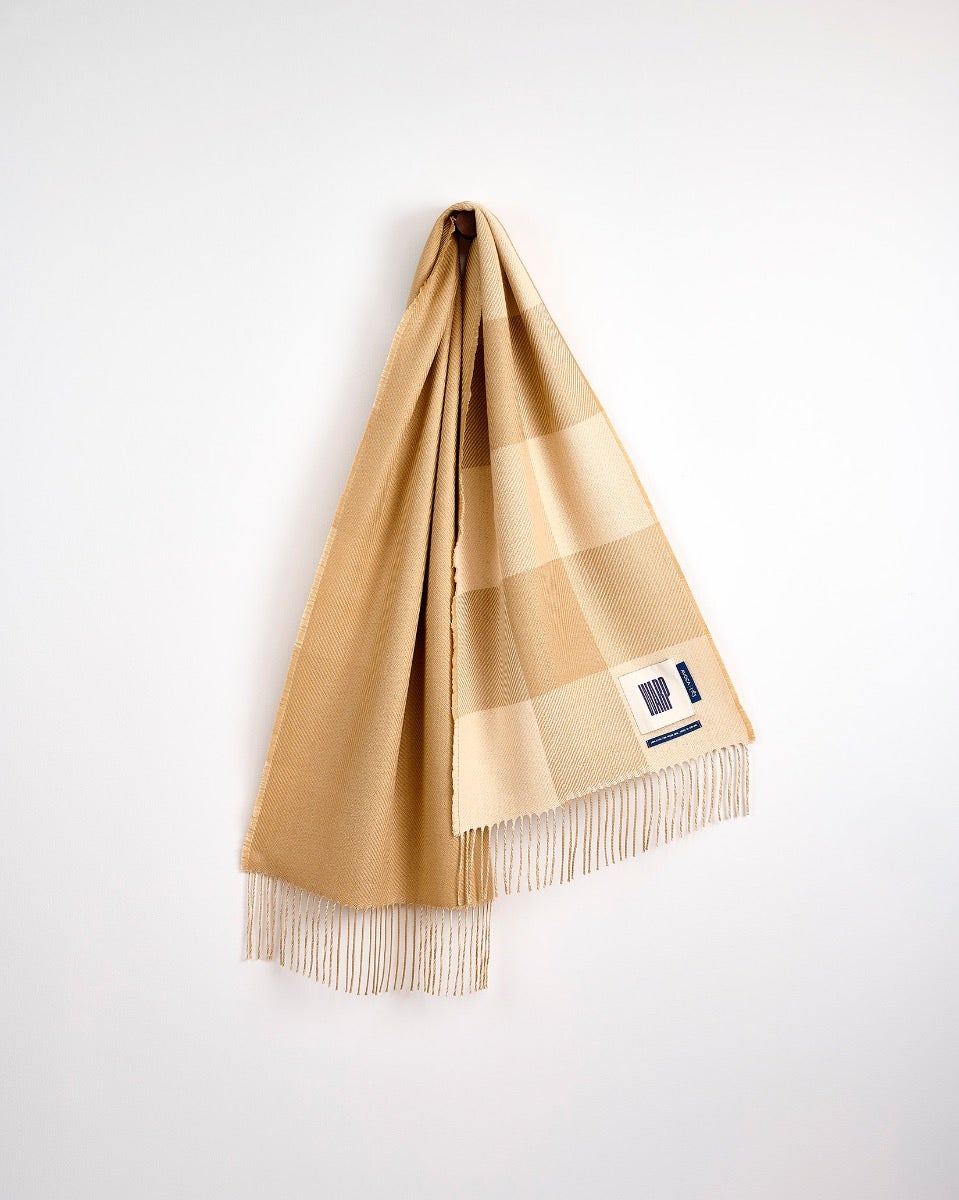 Cream & Camel Two Tails Of Merino Scarf