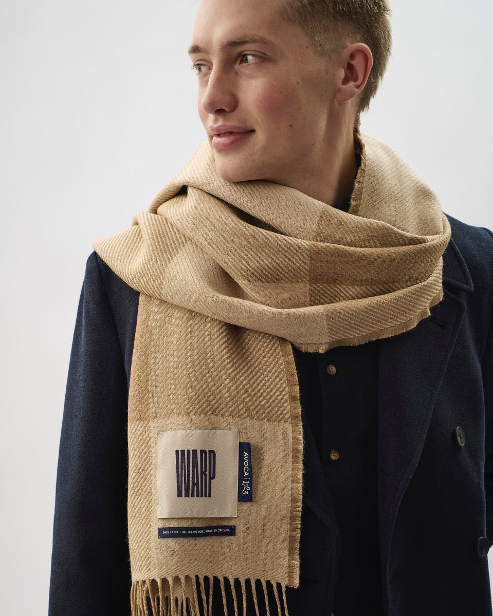 Cream & Camel Two Tails Of Merino Scarf