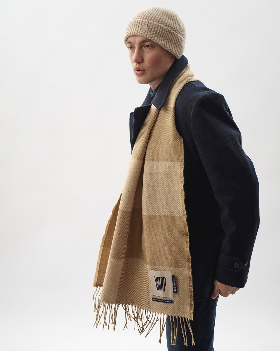 Cream & Camel Two Tails Of Merino Scarf