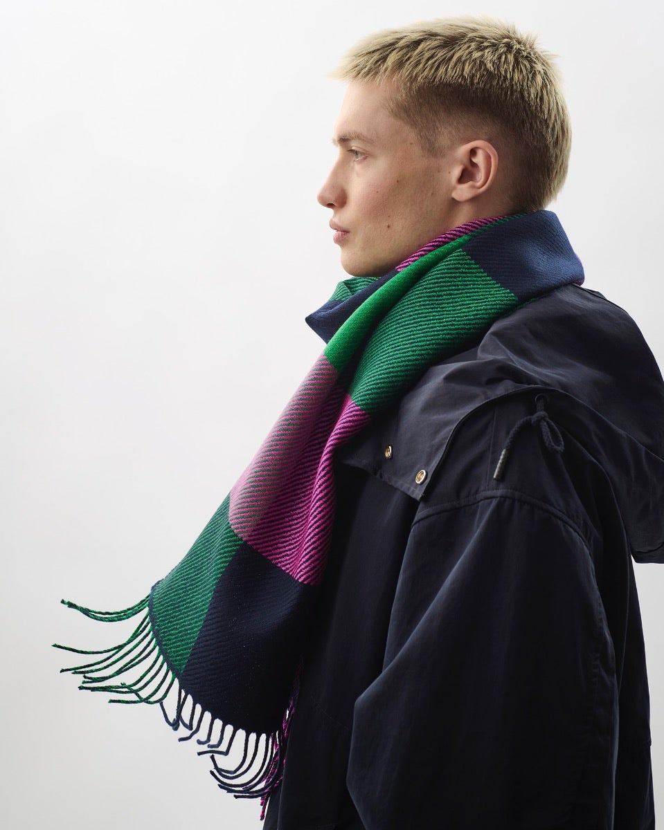 Green & Pink Two Tails Of Merino Scarf – Avoca