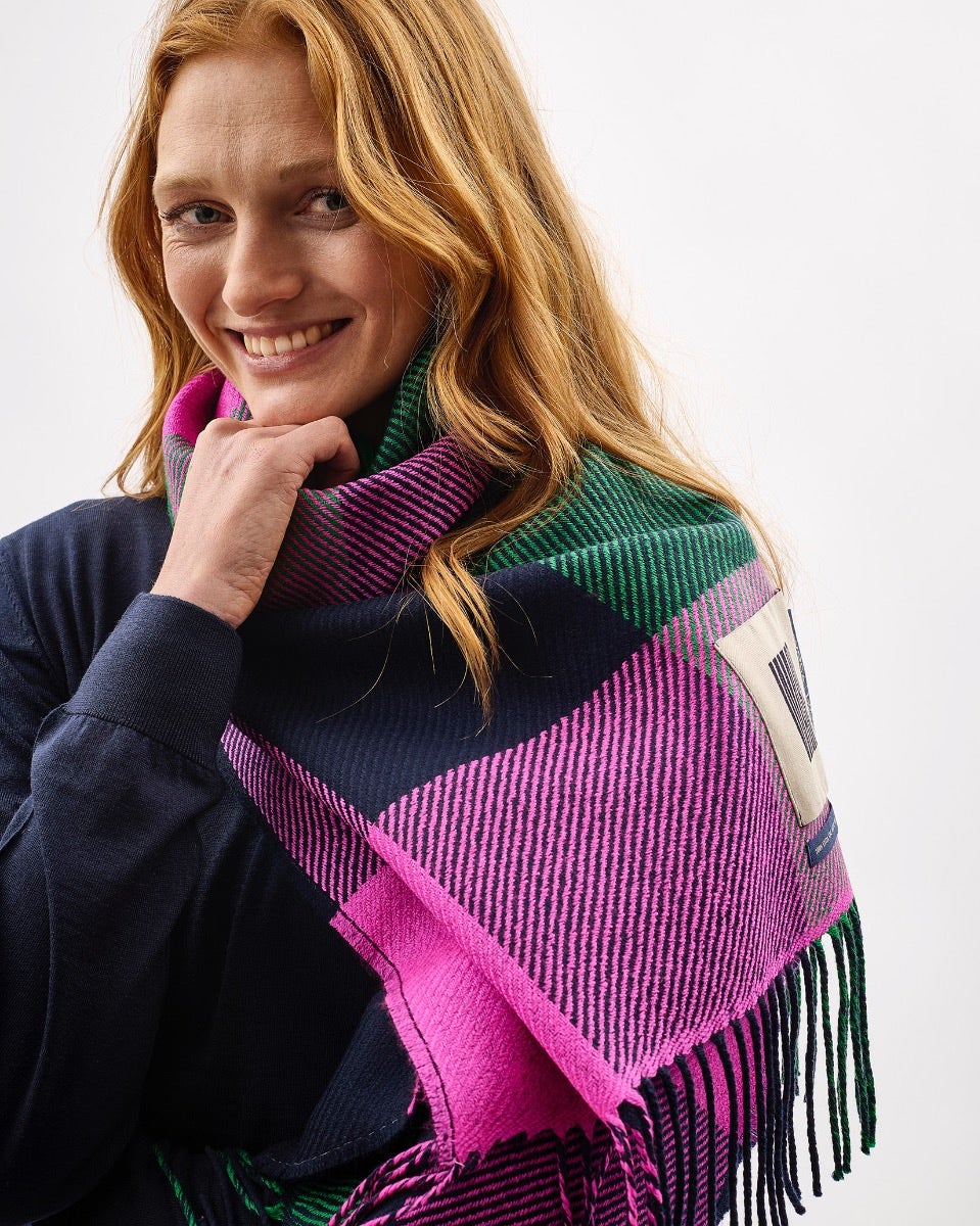 Green & Pink Two Tails Of Merino Scarf – Avoca