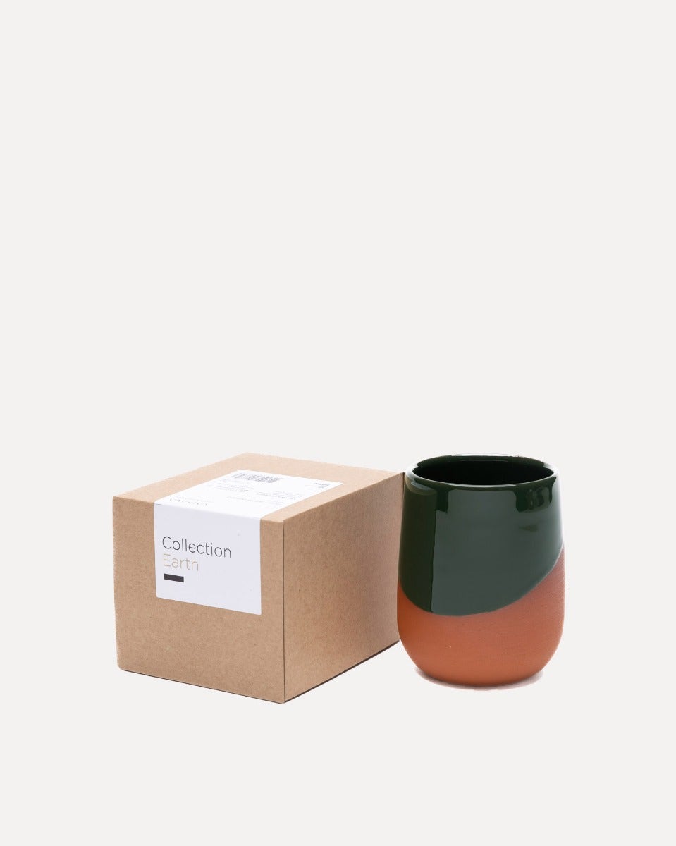 Earth Red Clay & Moss Green Glaze Mug