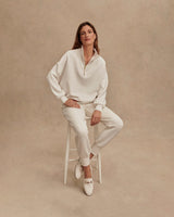 Ivory Marl Hawley Half Zip Sweatshirt
