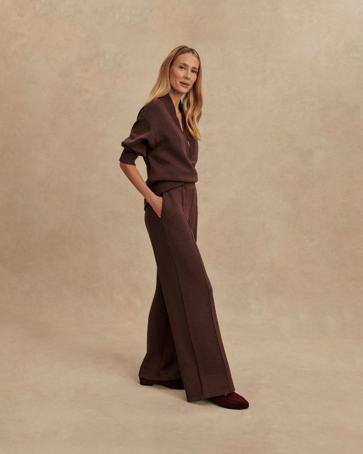 Coffee-Bean-Marl-Wide-Leg-Trousers