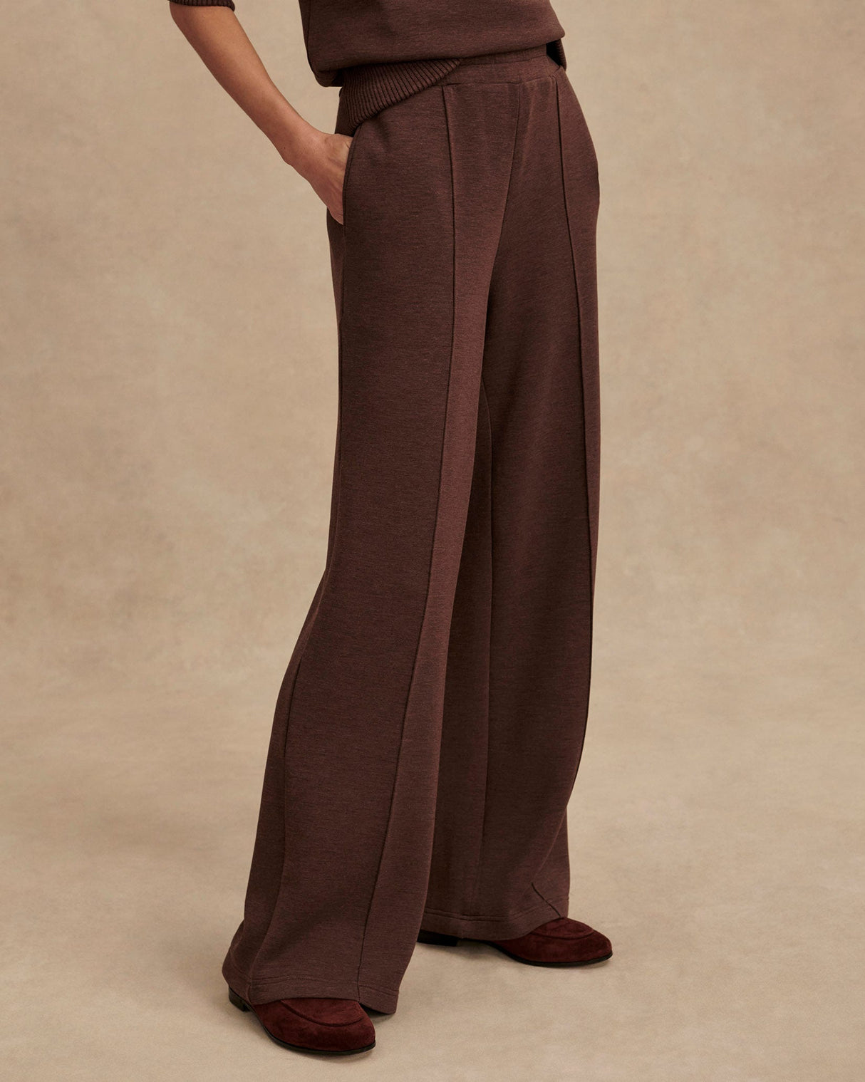 Coffee Bean Marl Wide Leg Trousers
