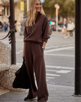 Coffee Bean Marl Wide Leg Trousers