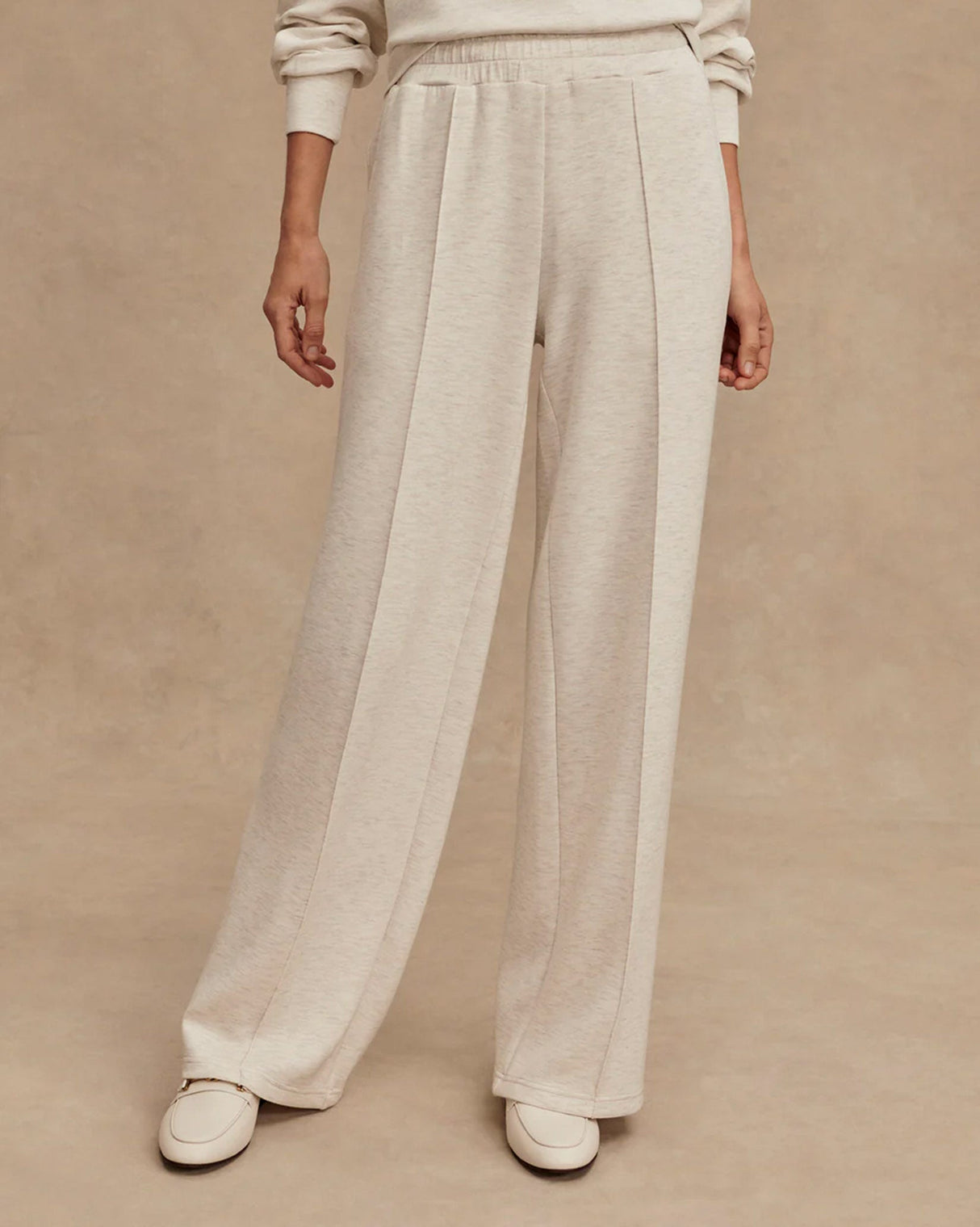 Ivory-Marl-Wide-Leg-Trousers