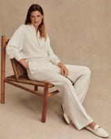 Ivory Marl Wide Leg Trousers