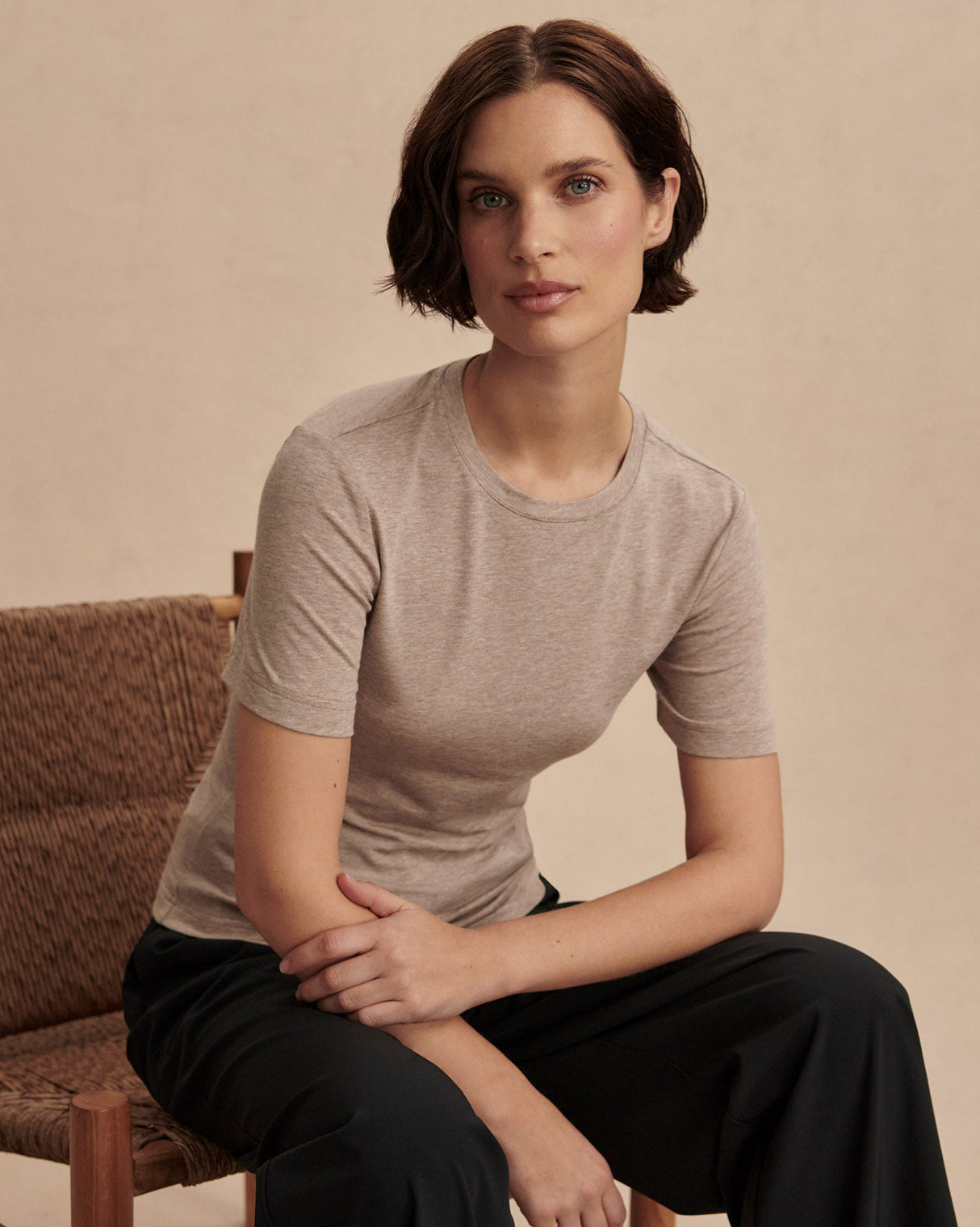 Light-Grey-Marl-Regina-Fitted-T-Shirt
