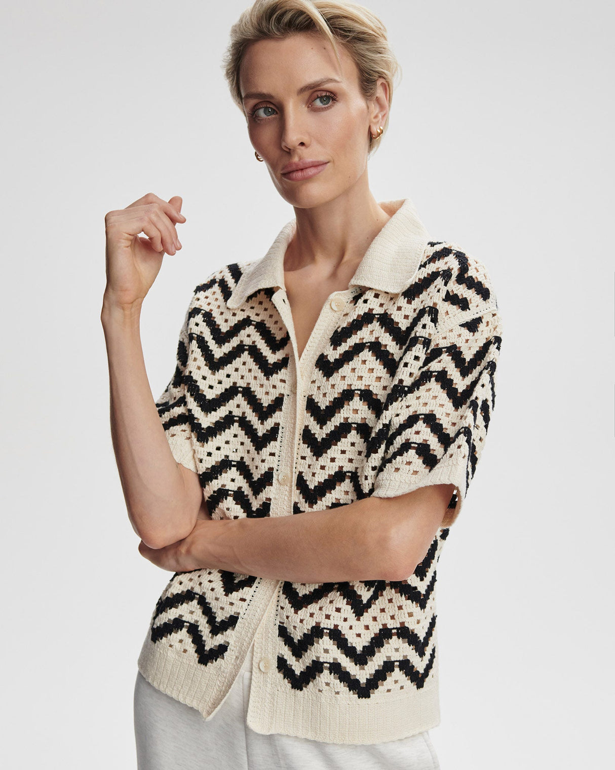 Birch Anais Crochet Polo Shirt