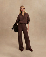Coffee Bean Marl Sally Half Zip Sweatshirt