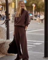 Coffee Bean Marl Sally Half Zip Sweatshirt