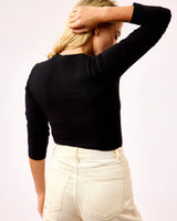 Black Edna Fitted Long Sleeve Top
