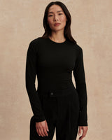 Black Edna Fitted Long Sleeve Top
