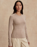 Taupe Marl Edna Fitted Long Sleeve Top