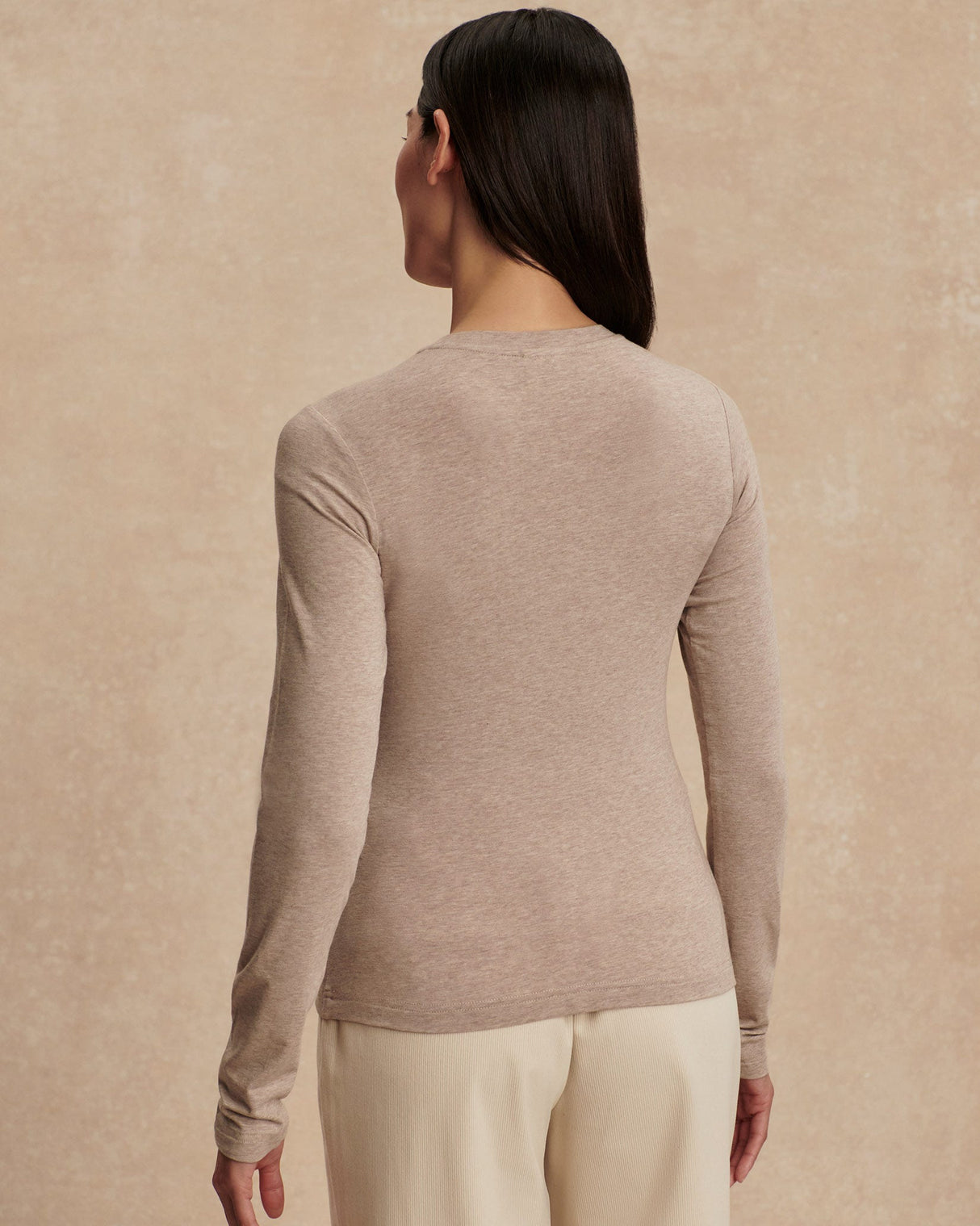 Taupe Marl Edna Fitted Long Sleeve Top