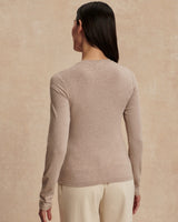 Taupe Marl Edna Fitted Long Sleeve Top