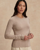 Taupe Marl Edna Fitted Long Sleeve Top
