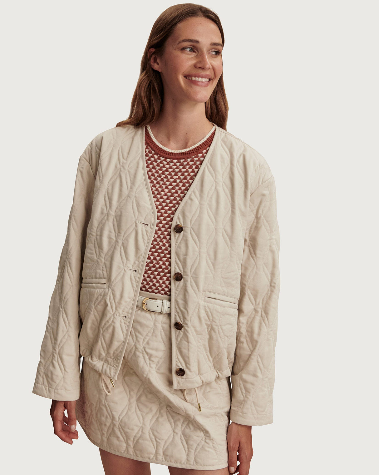 Oat Milk Saba Quilted Jacket