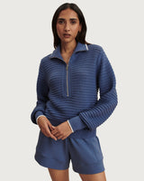 Bijou Blue Morwenna Half-Zip Cotton Knit Sweater