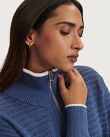 Bijou Blue Morwenna Half-Zip Cotton Knit Sweater