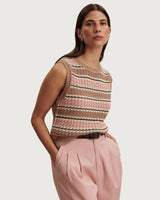 Warm Taupe & Mellow Rose Deeley Cotton Stitch Knit Vest