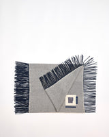 Navy & Cream Vertically Fringed Merino Scarf