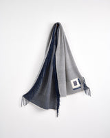 Navy & Cream Vertically Fringed Merino Scarf