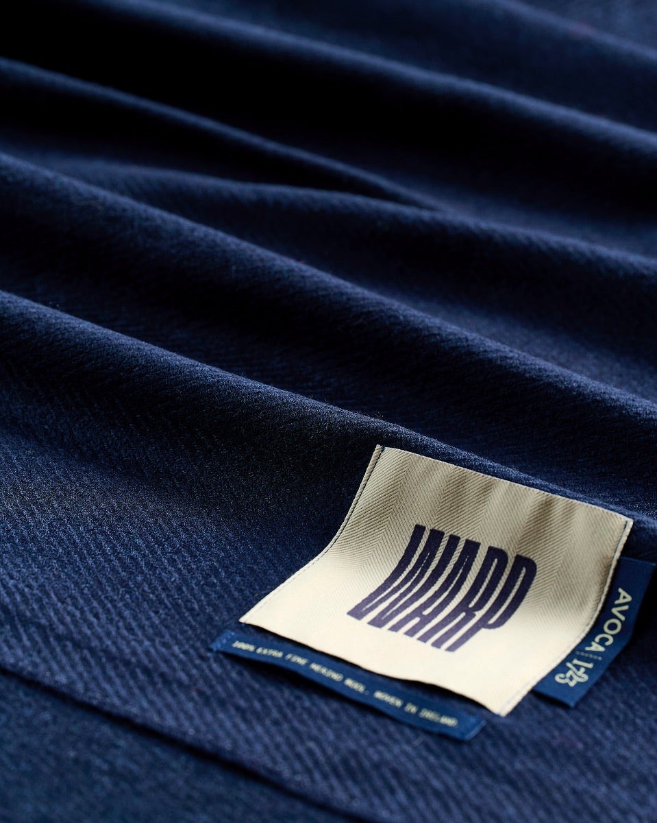 Navy Vertically Fringed Merino Scarf