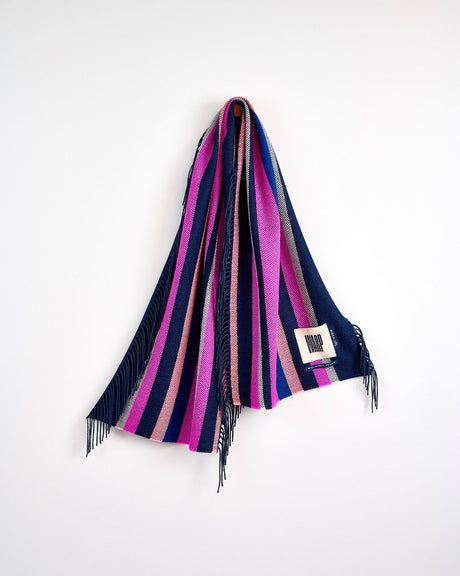 Multicolour Stripe Vertically Fringed Merino Scarf