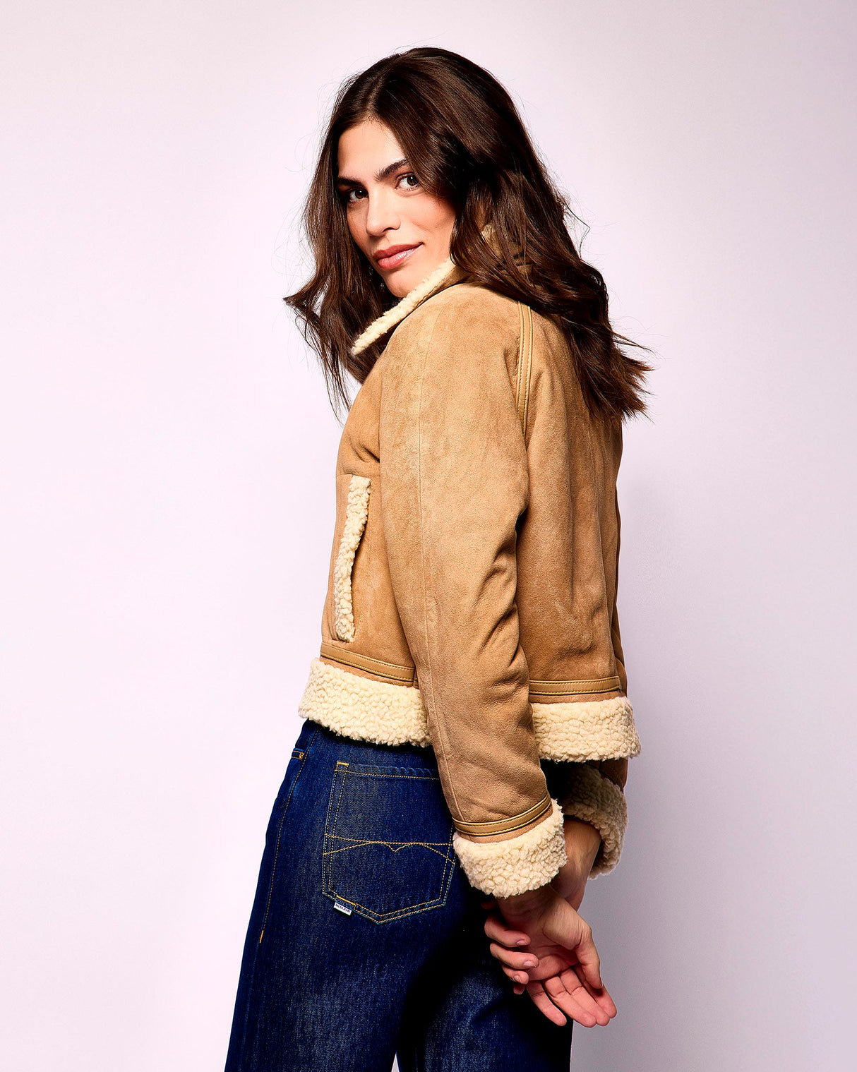 Nomad Suede Shearling Cropped Jacket