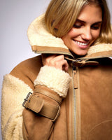 Nomad Suede Shearling Funnel Neck Jacket