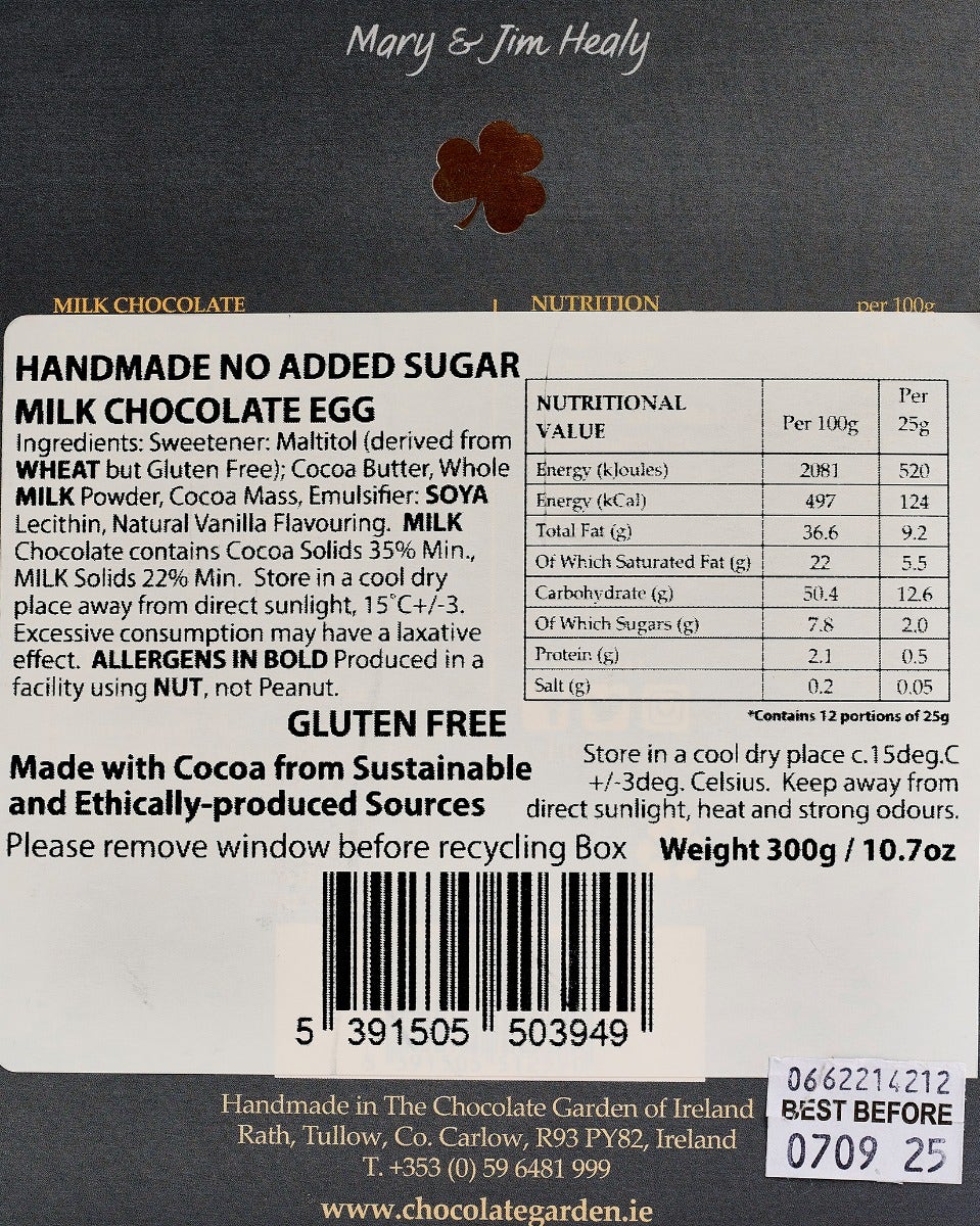 Chocolate Garden No Added Sugar Milk Chocolate Easter Egg