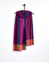 Fuchsia Diamond Divide Worsted Wool Wrap