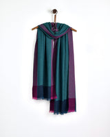 Teal Diamond Divide Worsted Wool Wrap