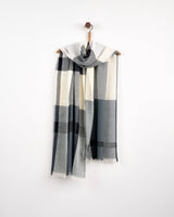 Grey Check Worsted Wool Wrap
