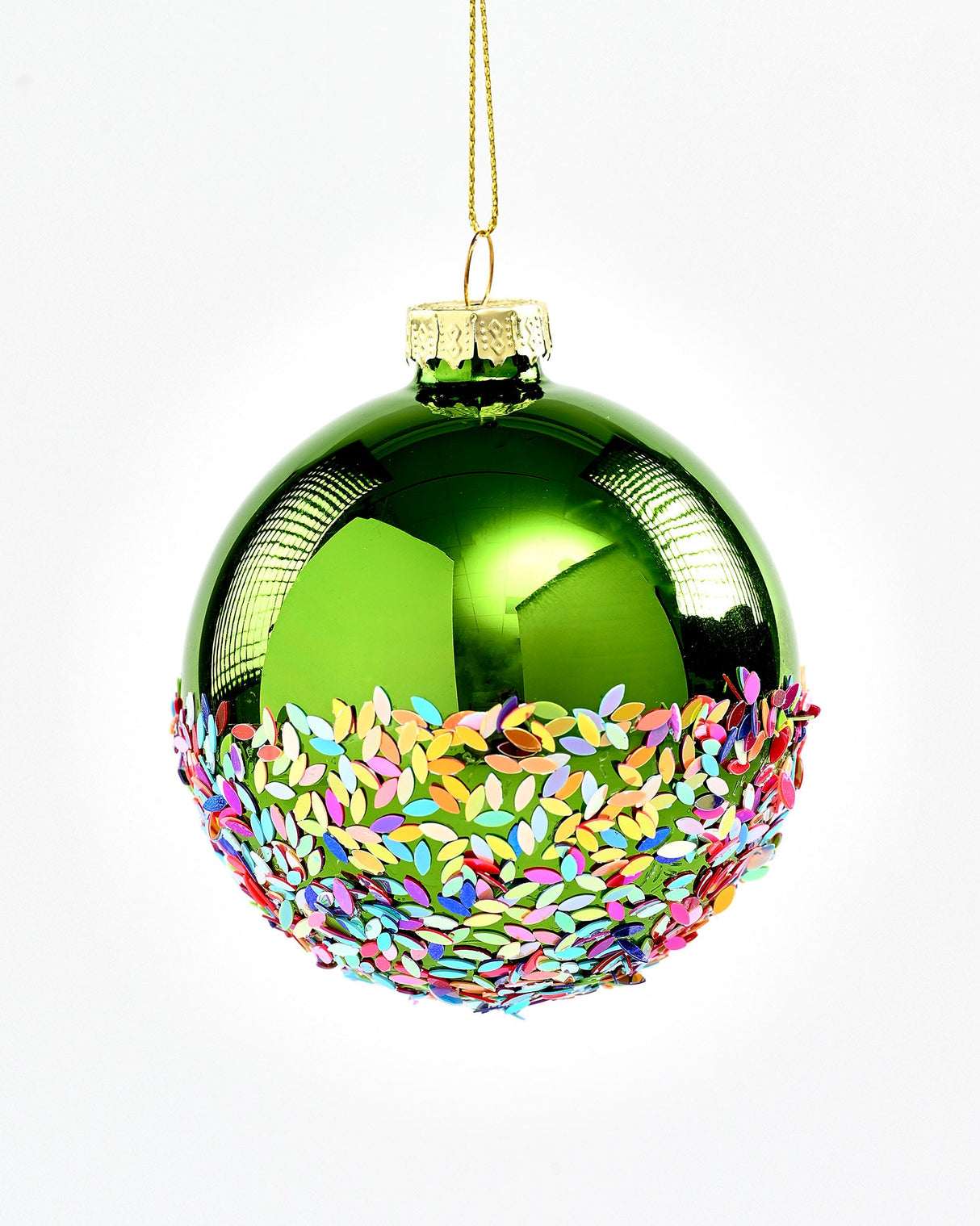 Green-Dipped-Sequins-Bauble-Glass-Tree-Ornament