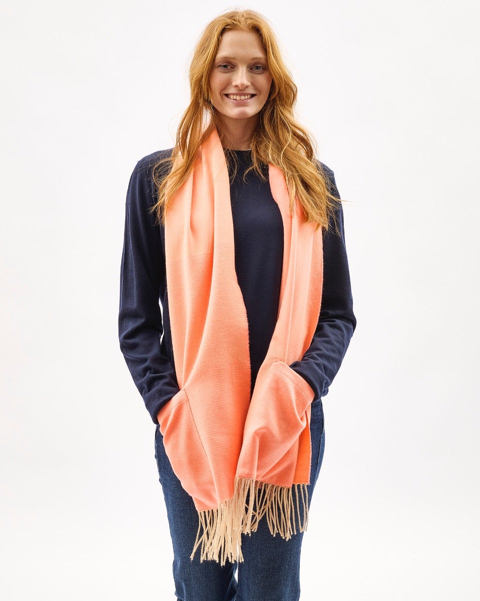 Neon Orange Weaver's Embrace Merino Pocket Wrap