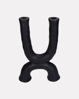 Matte-Black-Organic-Fine-Earthenware-Double-Candle-Holder